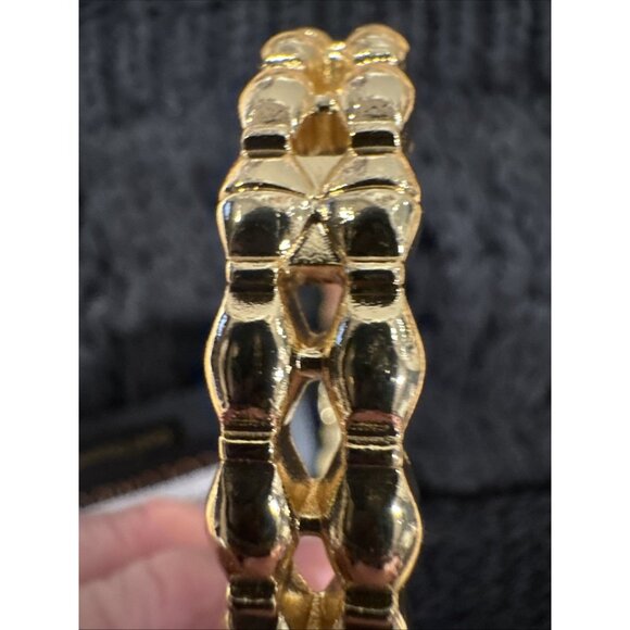 Columbia Stacked Bracelet Jewelry Goldtone Wide Chain Link Cuff Bangle NEW - Picture 4 of 11